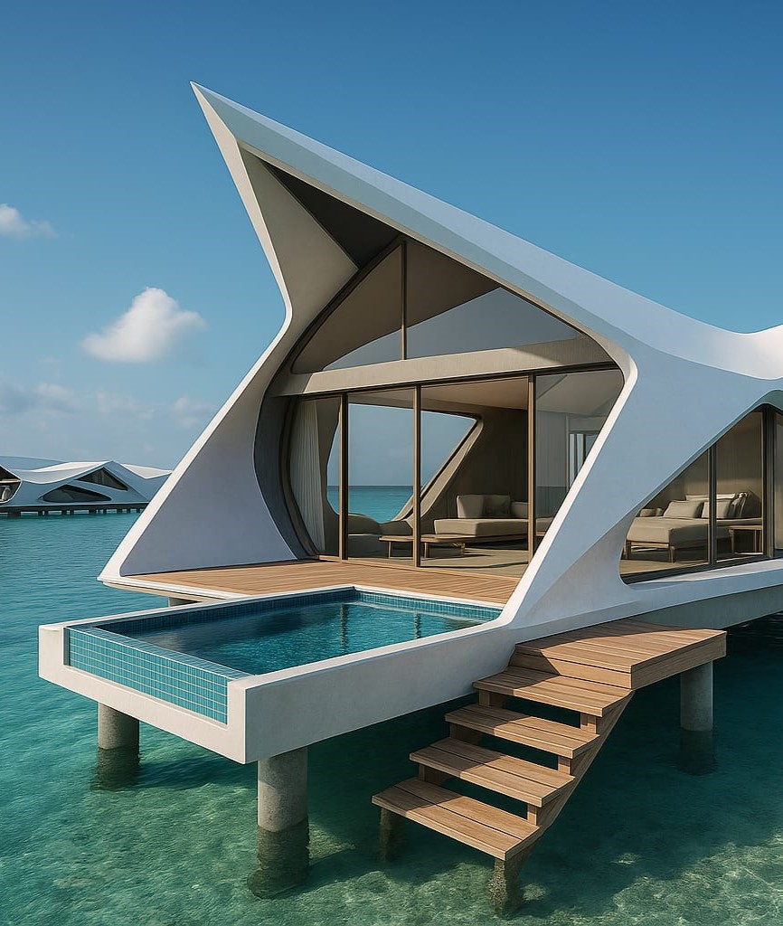 Contemporary overwater villa in the Maldives