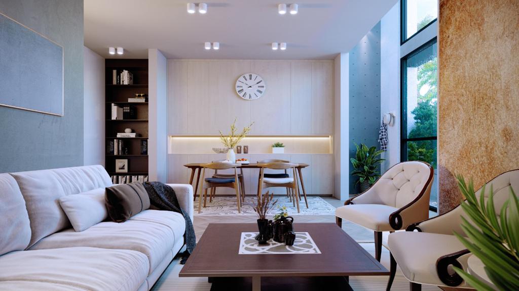 Contemporary living and dining room interior